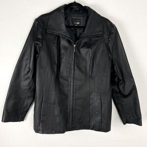 East 5th‎ Women’s Black Leather Zippered Jacket Corporate Goth Bikercore Large